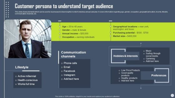 Boosting Yearly Business Revenue Customer Persona To Understand Target Audience Background PDF