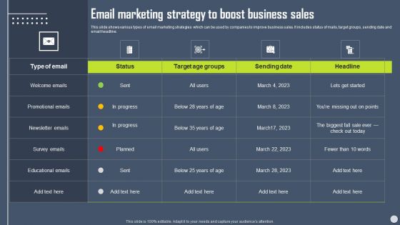 Boosting Yearly Business Revenue Email Marketing Strategy To Boost Business Sales Formats PDF