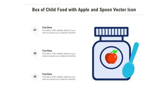 Box Of Child Food With Apple And Spoon Vector Icon Ppt PowerPoint Presentation File Infographics PDF