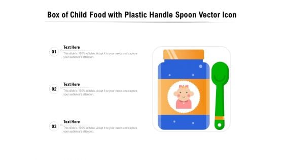 Box Of Child Food With Plastic Handle Spoon Vector Icon Ppt PowerPoint Presentation Icon Gallery PDF