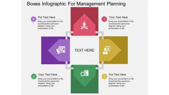 Boxes Infographic For Management Planning Powerpoint Template