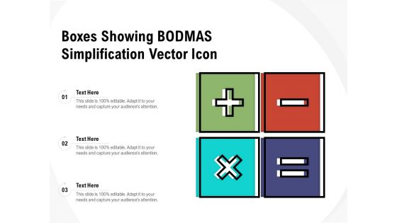 Boxes Showing BODMAS Simplification Vector Icon Ppt PowerPoint Presentation Gallery Example File PDF
