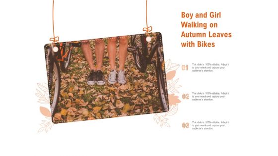 Boy And Girl Walking On Autumn Leaves With Bikes Ppt PowerPoint Presentation File Slides