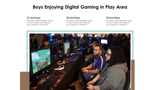 Boys Enjoying Digital Gaming In Play Area Ppt PowerPoint Presentation Gallery Mockup PDF