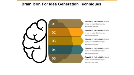 Brain Icon For Idea Generation Techniques Ppt PowerPoint Presentation Visual Aids Model