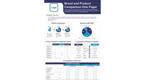 Brand And Product Comparison One Page PDF Document PPT Template