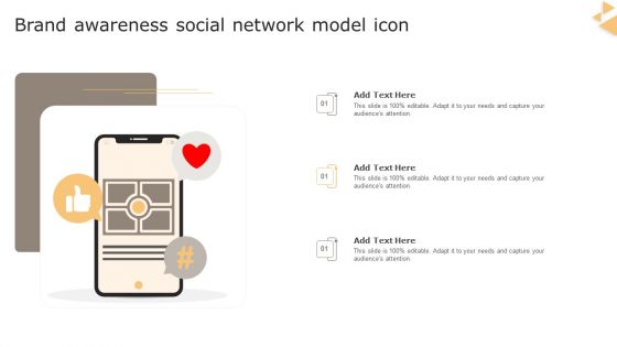 Brand Awareness Social Network Model Icon Inspiration PDF