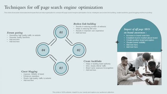 Brand Awareness Strategy Techniques For Off Page Search Engine Optimization Ideas PDF