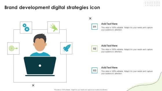 Brand Development Digital Strategies Icon Ppt Infographic Template Samples PDF