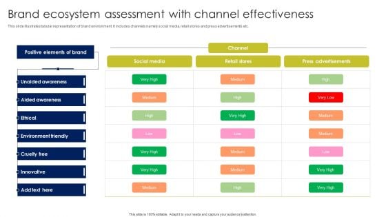 Brand Ecosystem Assessment With Channel Effectiveness Template PDF