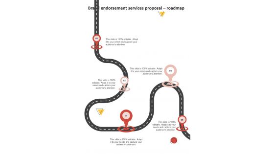 Brand Endorsement Services Proposal Roadmap One Pager Sample Example Document