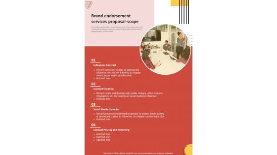 Brand Endorsement Services Proposal Scope One Pager Sample Example Document