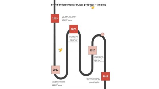 Brand Endorsement Services Proposal Timeline One Pager Sample Example Document