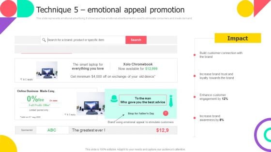 Brand Engagement Promotional Campaign Implementation Technique 5 Emotional Appeal Promotion Structure PDF
