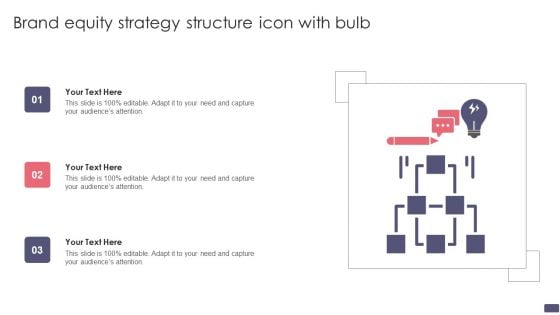 Brand Equity Strategy Structure Icon With Bulb Background PDF