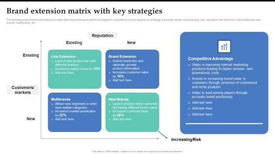 Brand Extension Matrix With Key Strategies Brand Expansion Strategy Execution Download PDF