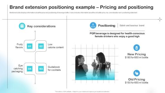 Brand Extension Positioning Example Pricing And Positioning Ideas PDF