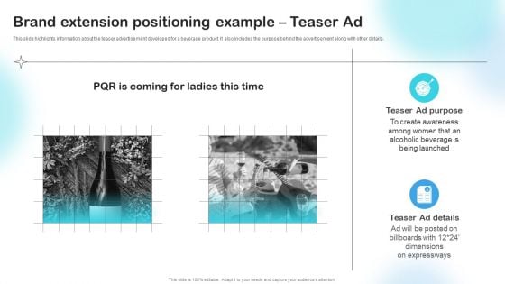 Brand Extension Positioning Example Teaser Ad Themes PDF