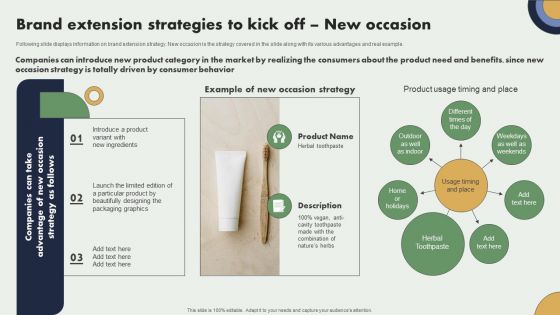 Brand Extension Strategies To Kick Off New Occasion Brand Expansion Plan Brochure PDF