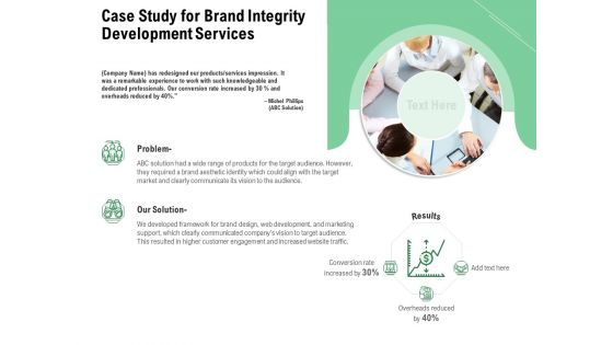 Brand Identification Designing Proposal Case Study For Brand Integrity Development Services Information PDF