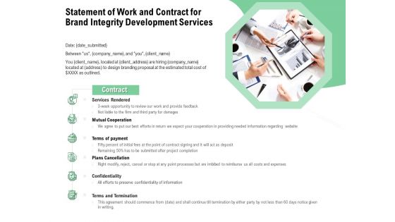 Brand Identification Designing Proposal Statement Of Work And Contract For Brand Integrity Development Services Themes PDF