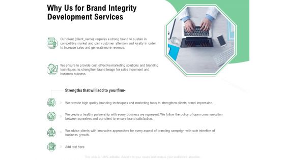 Brand Identification Designing Proposal Why Us For Brand Integrity Development Services Microsoft PDF