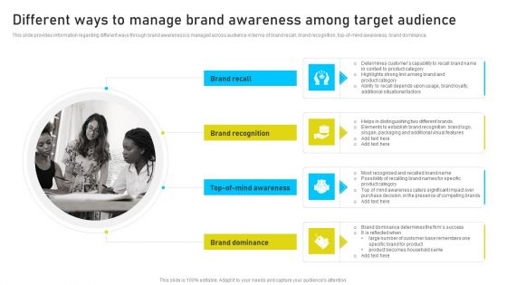 Brand Identity Management Toolkit Different Ways To Manage Brand Awareness Among Information PDF