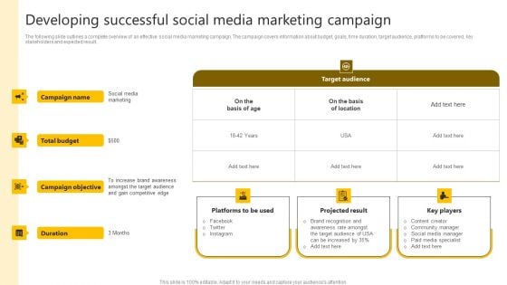 Brand Improvement Techniques To Build Consumer Loyalty Developing Successful Social Media Marketing Infographics PDF