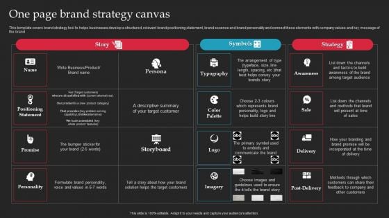 Brand Launch Checklist One Page Brand Strategy Canvas Elements PDF