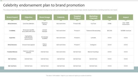 Brand Maintenance Toolkit Celebrity Endorsement Plan To Brand Promotion Demonstration PDF