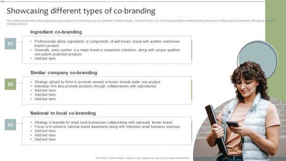 Brand Maintenance Toolkit Showcasing Different Types Of Co Branding Ideas PDF