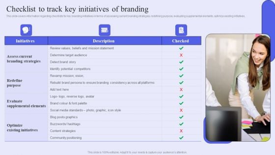 Brand Management Strategy To Increase Awareness Checklist To Track Key Initiatives Of Branding Template PDF