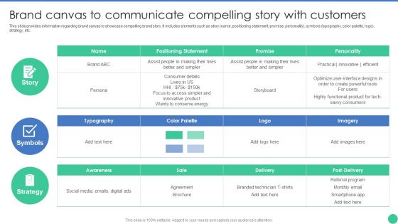 Brand Management To Enhance Brand Canvas To Communicate Compelling Story Structure PDF