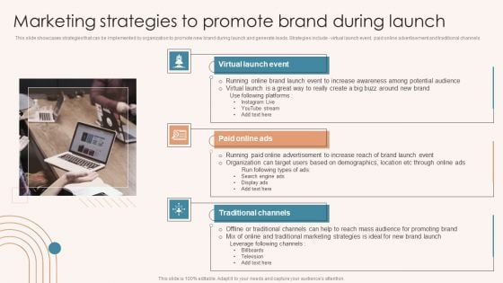 Brand Marketing Strategy Marketing Strategies To Promote Brand During Launch Diagrams PDF
