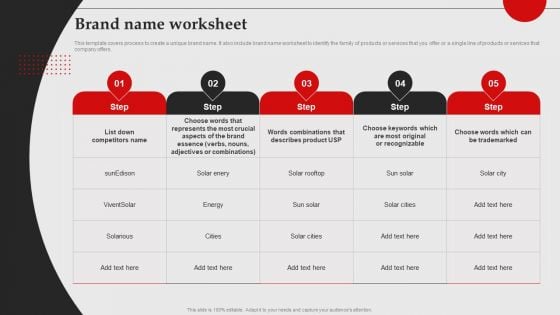 Brand Name Worksheet Brand Introduction Plan Rules PDF