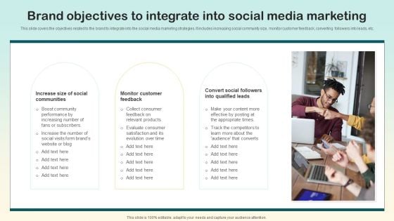 Brand Objectives To Integrate Into Social Media Marketing Ppt Infographics Sample PDF