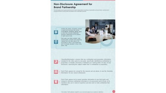 Brand Partnership Service Non Disclosure Agreement For Brand Partnership One Pager Sample Example Document Brand Partnership Service Non Disclosure Agreement For Brand Partnership One Pager Sample Example Document
