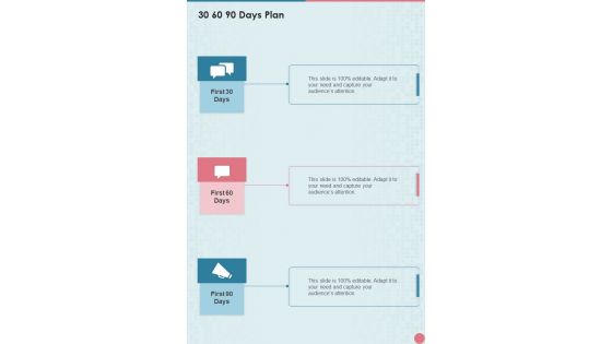 Brand Partnership Service Proposal 30 60 90 Days Plan One Pager Sample Example Document