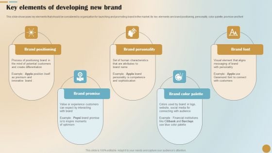 Brand Positioning And Launch Plan For Emerging Markets Key Elements Of Developing New Brand Themes PDF