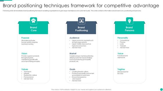 Brand Positioning Techniques Framework For Competitive Advantage Elements PDF Brand Positioning Techniques Framework For Competitive Advantage Elements PDF