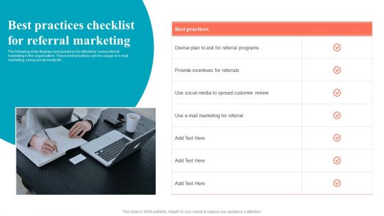Brand Positioning Through Successful Best Practices Checklist For Referral Marketing Background PDF