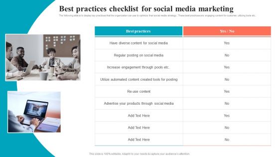 Brand Positioning Through Successful Best Practices Checklist For Social Media Marketing Designs PDF
