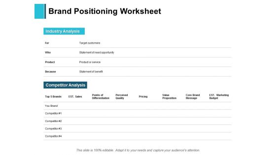 Brand Positioning Worksheet Ppt PowerPoint Presentation Example 2015