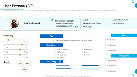 Brand Promotion And Management Plan User Persona Goals Ppt Summary Show PDF