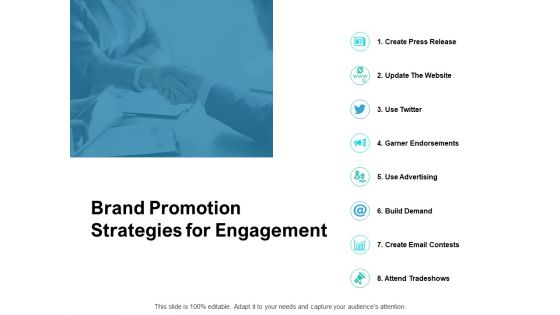 Brand Promotion Strategies For Engagement Ppt PowerPoint Presentation Summary Graphics Tutorials