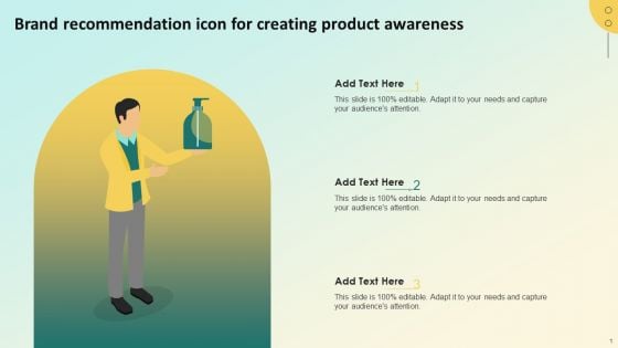 Brand Recommendation Icon For Creating Product Awareness Themes PDF