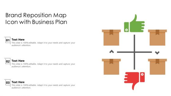 Brand Reposition Map Icon With Business Plan Ppt PowerPoint Presentation Outline Smartart PDF