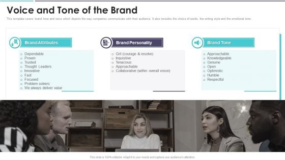 Brand Strategy Playbook Template Voice And Tone Of The Brand Structure PDF