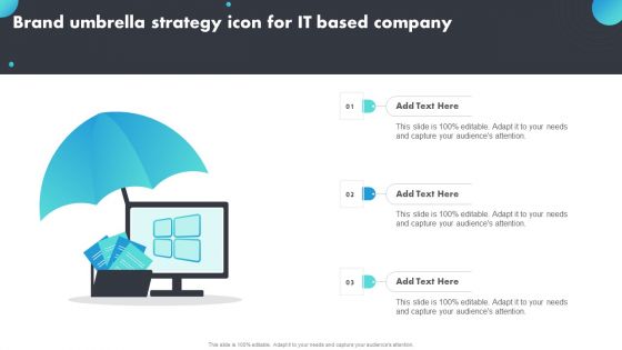 Brand Umbrella Strategy Icon For IT Based Company Structure PDF