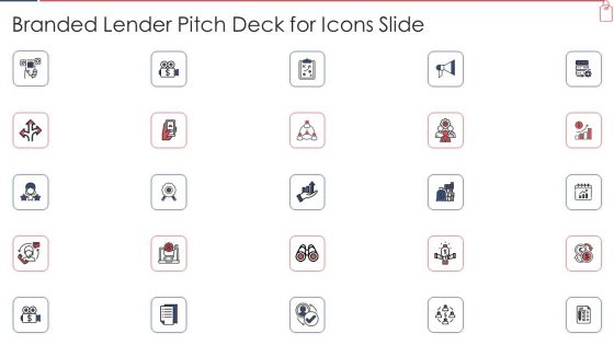 Branded Lender Pitch Deck For Icons Slide Ppt Icon Example Topics PDF